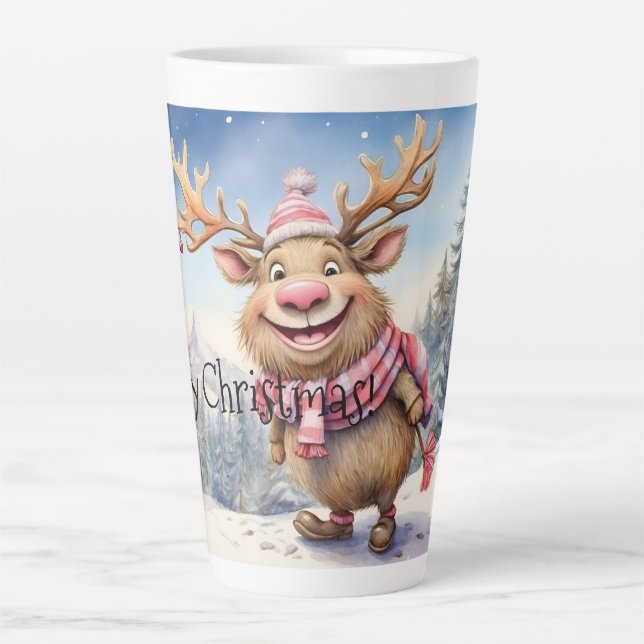 Merry Christmas Moose Latte Mug (Front)