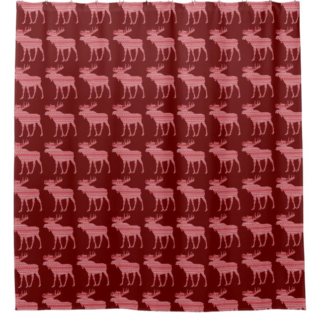 MERRY CHRISTMAS MOOSE  SHOWER CURTAIN (Front)
