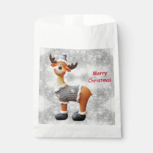 Merry Christmas moose wearing a hat      Favour Bags