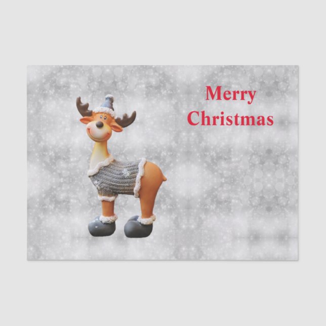 Merry Christmas moose wearing a hat         Tissue Paper (Front)