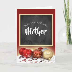 Merry Christmas Mother Chalkboard and Ornaments Holiday Card