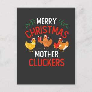 Merry Christmas Mother Cluckers Rooaster Xmas  Invitation Postcard