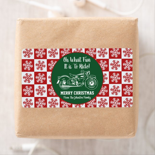 Merry Christmas Motorcycle Gift Tag Snowflake (Insitu)