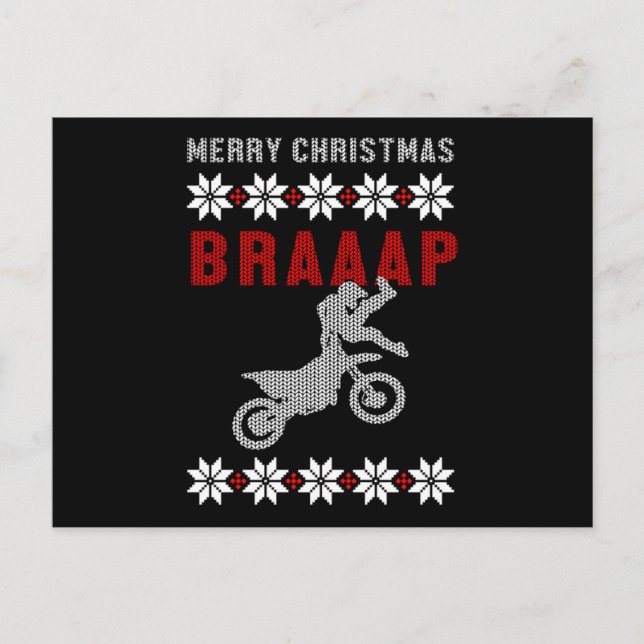 Merry Christmas Motorcycle Motocross Ugly Christma Postcard (Front)