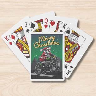 Merry Christmas Motorcycle Santa   Holidays Playing Cards