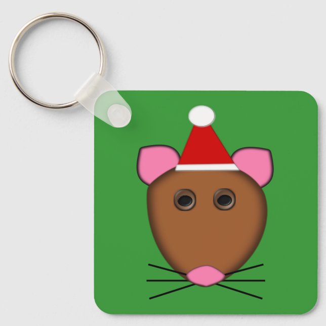 Merry Christmas Mouse Custom Key Ring (Front)