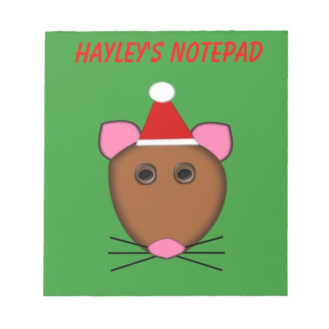 Merry Christmas Mouse Customisable Notepad (Front)