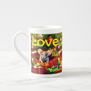 Merry Christmas Mouse Family Love Friends  Bone China Mug