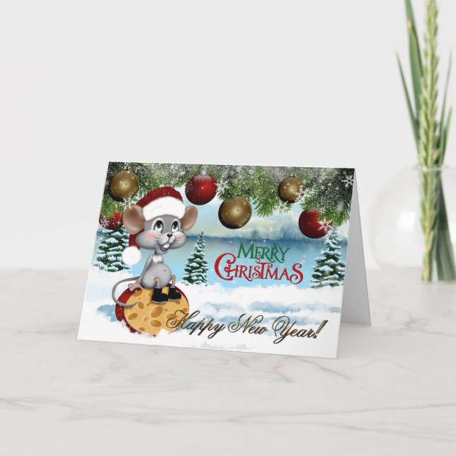 Merry Christmas Mouse Holiday Card (Front)