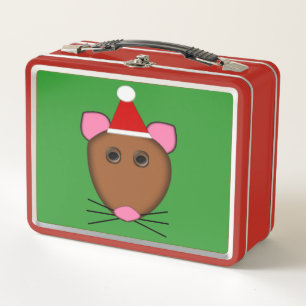 Merry Christmas Mouse Metal Lunch Box
