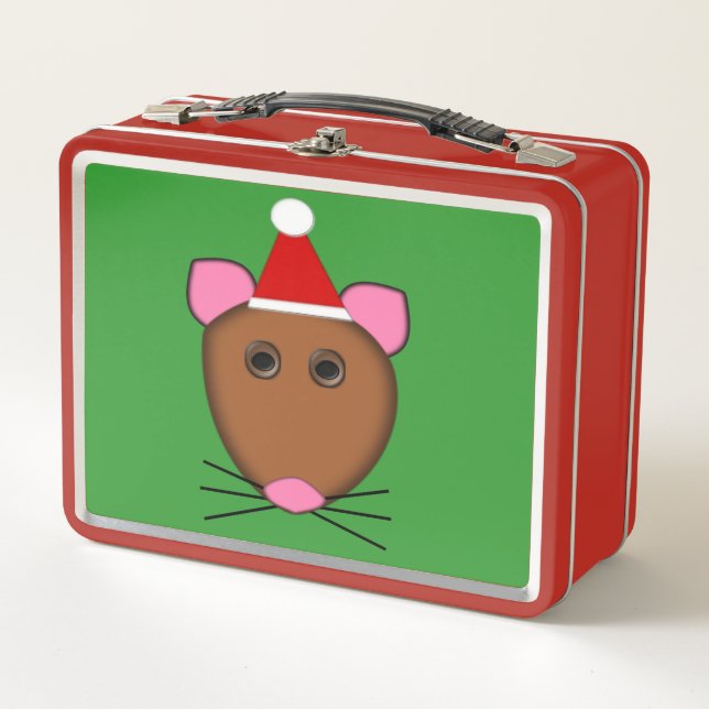 Merry Christmas Mouse Metal Lunch Box (Front)