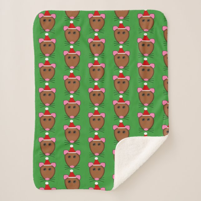 Merry Christmas Mouse Sherpa Blanket (Front)