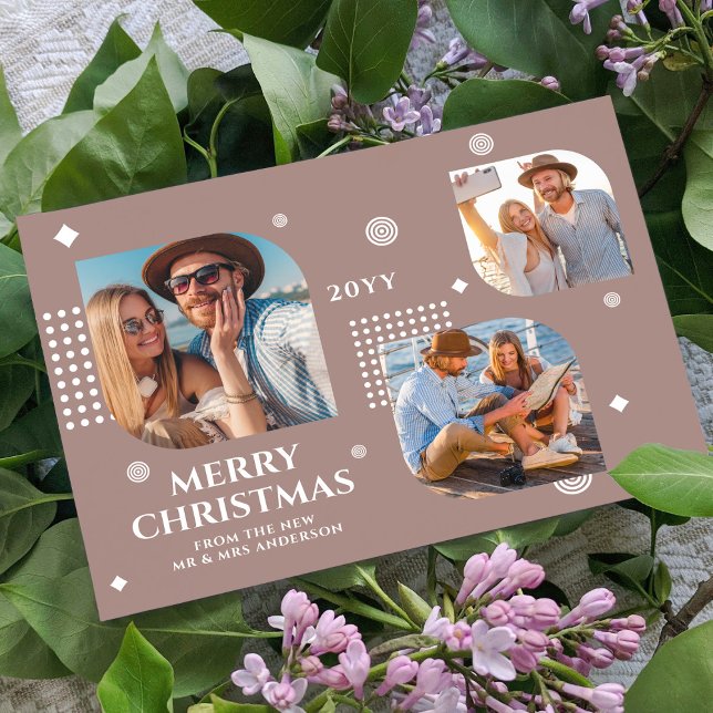 Merry Christmas Mr & Mrs 3 Photo Collage Modern (Creator Uploaded)