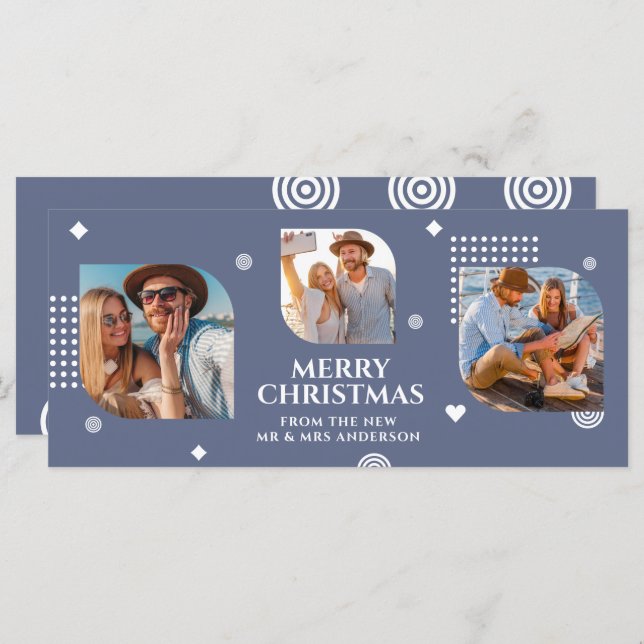 Merry Christmas Mr & Mrs 3 Photo Collage Modern (Front/Back)