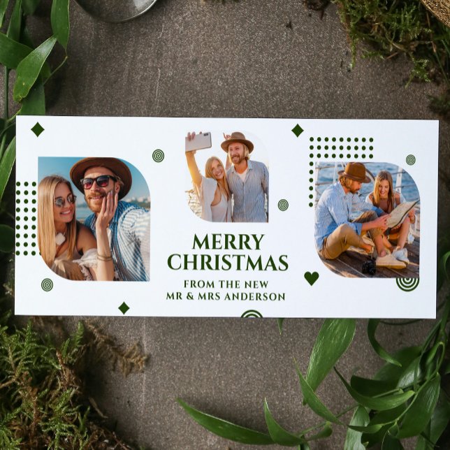 Merry Christmas Mr & Mrs 3 Photo Collage Modern Holiday Card (Creator Uploaded)
