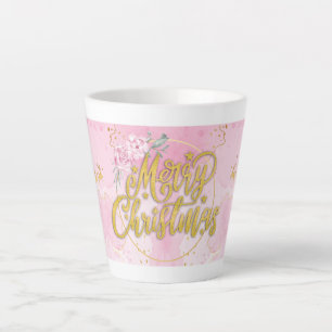 Merry Christmas Mug - Gold & Pink Design