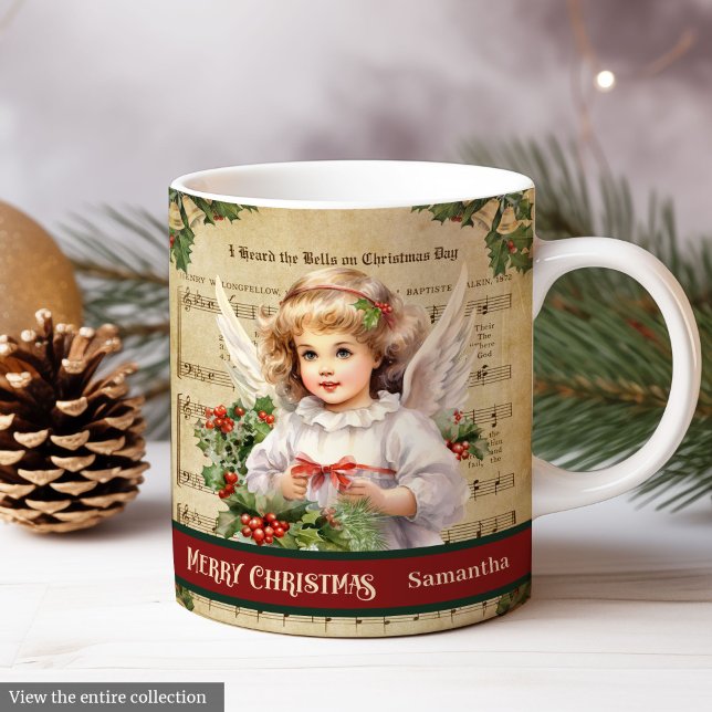 Merry Christmas Mug Green Red Angel Celebration (Merry Christmas Mug Green Red Angel Celebration)