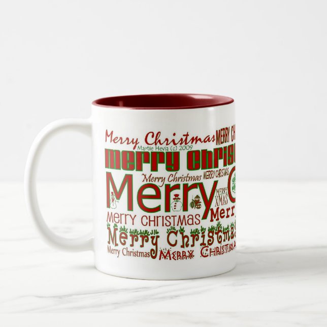 Merry Christmas Mug - Red Interior (Left)