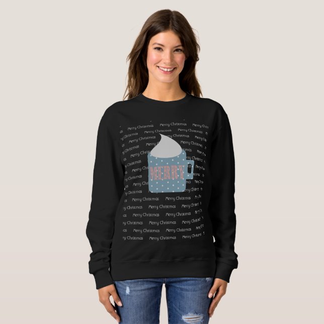Merry Christmas Mug Snowflake Winter Sweatshirt (Front Full)