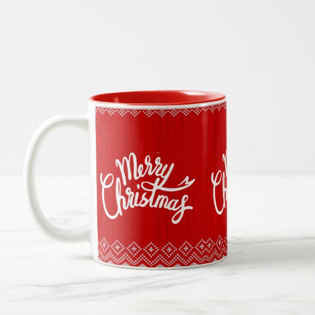"Merry Christmas Mug" Two-Tone Coffee Mug (Left)