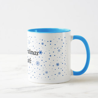 Merry Christmas mug with blue snowflakes