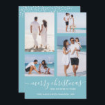 Merry Christmas Multi Photo Holiday Card<br><div class="desc">Upload your favourite 4 photos to this Christmas photo card that features your greeting in chic lettering on a light turquoise background (or any colour) holiday card. Select Matte for heaviest paper and High Definition for best photo quality. MORE COLORS done for you in our store.</div>