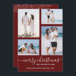 Merry Christmas Multi Photo Maroon Holiday Card<br><div class="desc">Upload your favourite 4 photos to this Christmas photo card that features your greeting in chic lettering on a maroon background (or any colour) holiday card. Select Matte for heaviest paper and High Definition for best photo quality. MORE COLORS done for you in our store.</div>