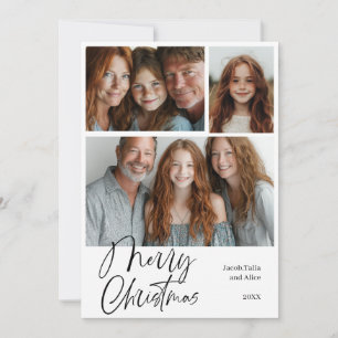 Merry Christmas Multi three photo Design Holiday Card