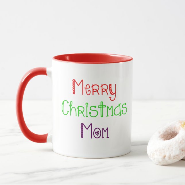 Merry Christmas Mum Colourful Gift Mug (With Donut)