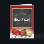 Merry Christmas Mum & Dad Chalkboard and Ornaments Holiday Card<br><div class="desc">A beautiful card with a special message for your mother and father this Christmas season done with a trendy chalkboard motif.</div>