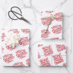Merry Christmas Mum Dad Typography Family Holiday Wrapping Paper Sheet<br><div class="desc">Christmas gift wrap in a red and white typography design with three different messages. Merry Christmas,  Dad - Merry Christmas,  Mum and We wish you a merry Christmas. Perfect for wrapping gifts for mum and dad this holiday season.</div>