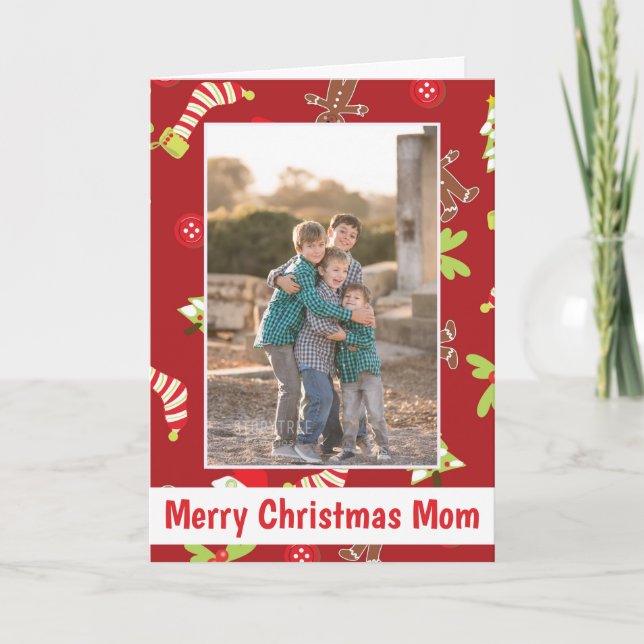 Merry Christmas Mum Holiday Photo Card (Front)