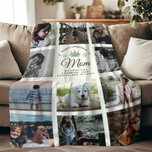 Merry Christmas Mum Modern Cosy Photo Collage Fleece Blanket