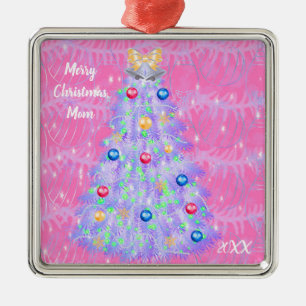 Merry Christmas Mum with Tree Metal Ornament