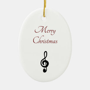 Merry Christmas Musical Treble Clef Elegant Ceramic Tree Decoration