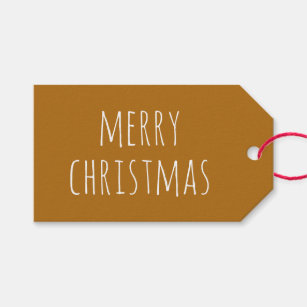 Merry Christmas. Mustard yellow cute typography Gift Tags