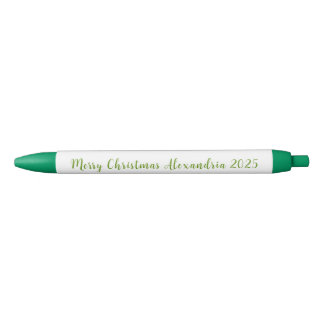 Merry Christmas Name 2025 in Green Black Ink Pen