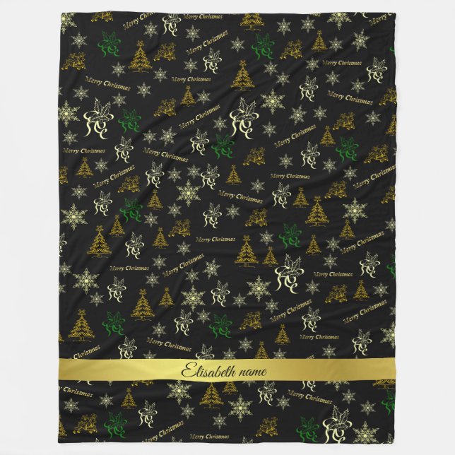 merry christmas name template fleece blanket (Front)