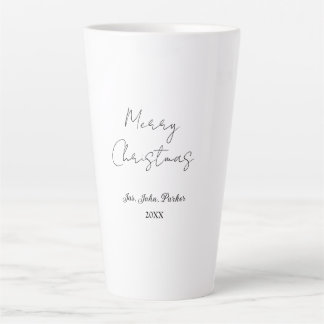 MERRY CHRISTMAS NAME YEAR 20XX SIMPLE MINIMAL LATTE MUG