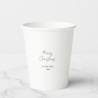 MERRY CHRISTMAS NAME YEAR 20XX SIMPLE MINIMAL PAPER CUPS