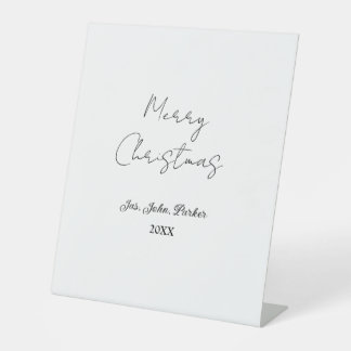 MERRY CHRISTMAS NAME YEAR 20XX SIMPLE MINIMAL PEDESTAL SIGN