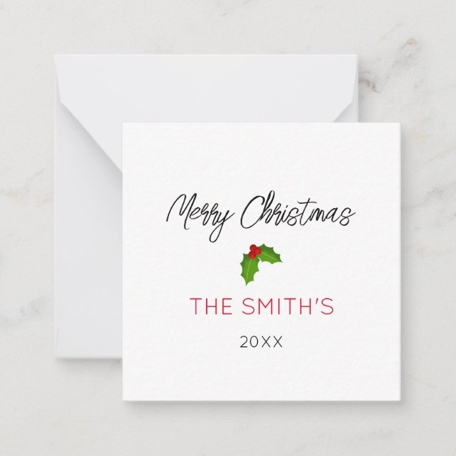 Merry Christmas Name Year Festive Holiday Text Card (Front)