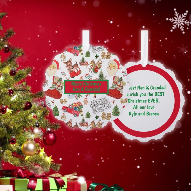 Merry Christmas Nan & Grandad Monogram | Tree Decoration Card (Creator Uploaded)