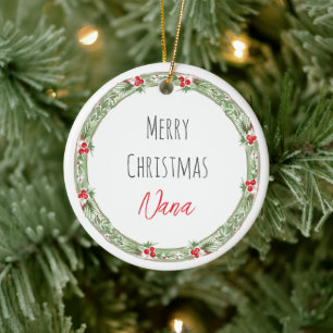 Merry Christmas NANA Love Grandkids NAME Keepsake Ceramic Tree Decoration