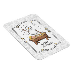 Merry Christmas Nativity Baby Jesus Snowman Magnet