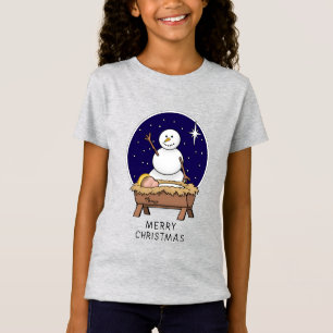 Merry Christmas Nativity Baby Jesus Snowman T-Shirt