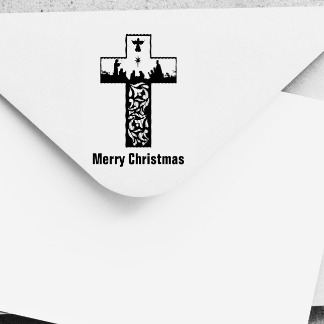 Merry Christmas Nativity Cross Silhouette Self-inking Stamp (Merry Christmas Nativity Cross Silhouette Self-inking Stamp)
