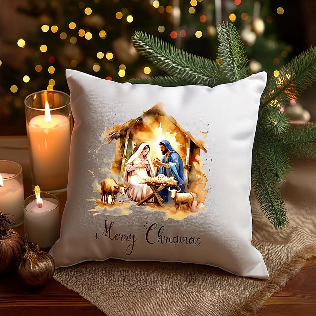Merry Christmas Nativity Cushion (Creator Uploaded)