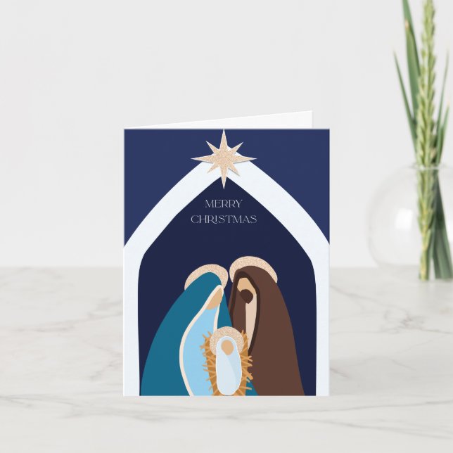 Merry Christmas Nativity Design Holiday Card (Front)