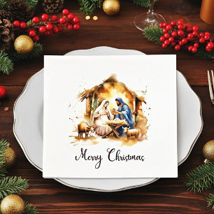 Merry Christmas Nativity Napkin
